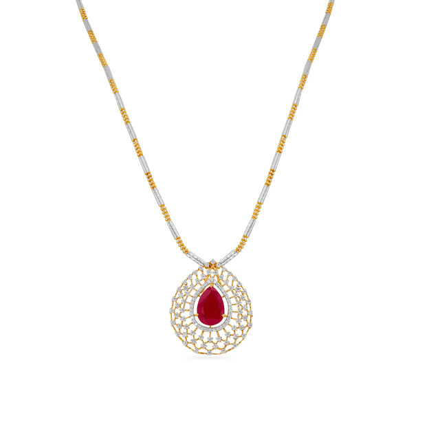 Tanishq 18 Karat Diamond Pendant with Chain for Women 2