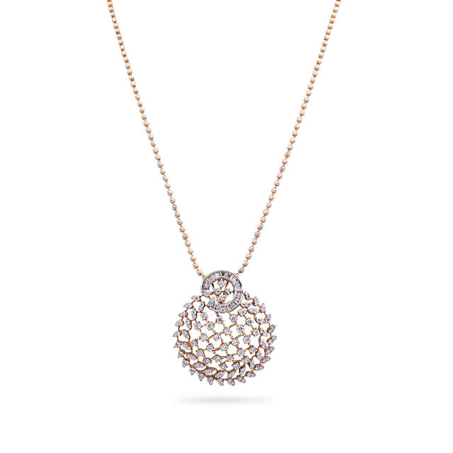 Diamond Wreath Gold Pendant with Chain,,hi-res 