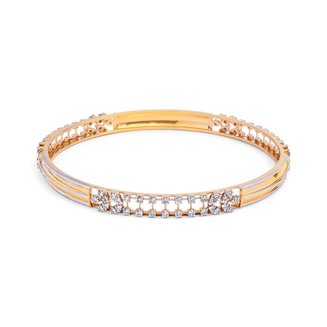 Botanical Radiance Gold and Diamond Bangle,,hi-res 