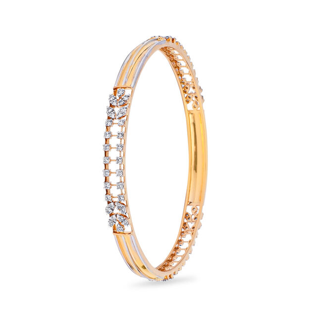 Botanical Radiance Gold and Diamond Bangle,,hi-res 2