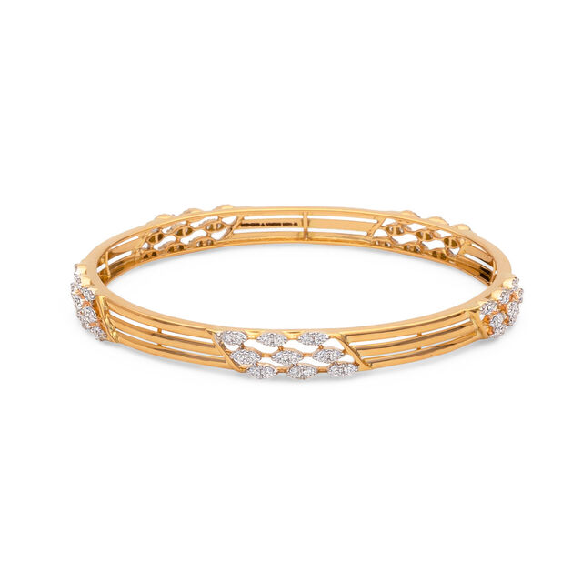 Stacked Elegance Diamond and Gold Bangle,,hi-res 