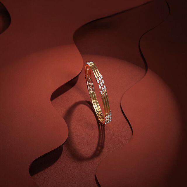 Stacked Elegance Diamond and Gold Bangle,,hi-res 