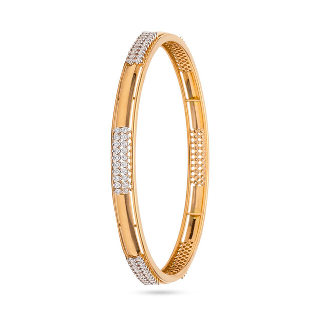 Modern Diamond and Gold Bangle,,hi-res 2