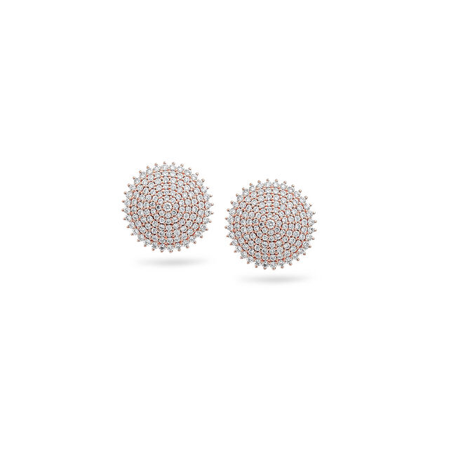 Circular Diamond and Rose Gold Stud Earrings,,hi-res 