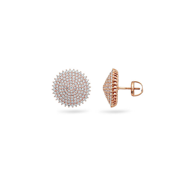 Circular Diamond and Rose Gold Stud Earrings,,hi-res 2