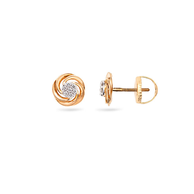Swirl Motif Diamond and Gold Stud Earrings,,hi-res 2
