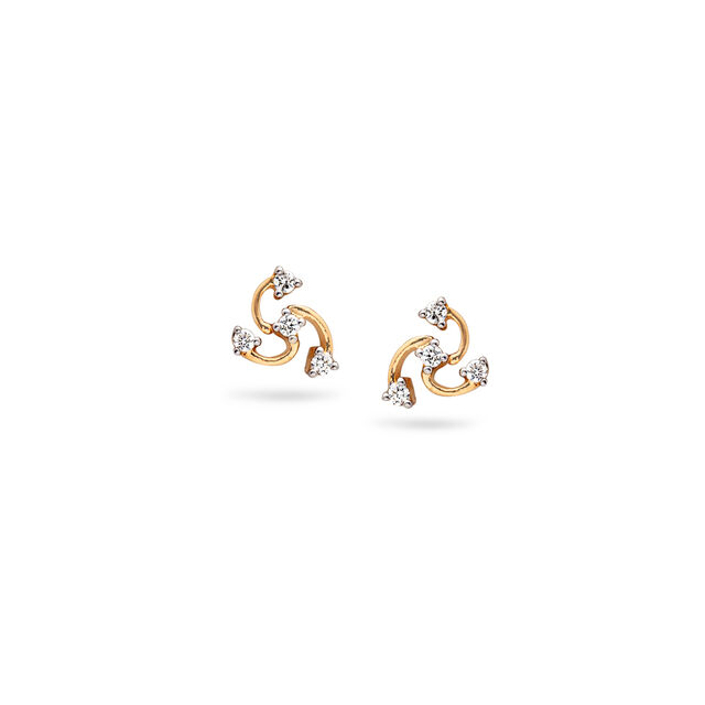 Exquisite Gold and Diamond Swirl Stud Earrings,,hi-res 
