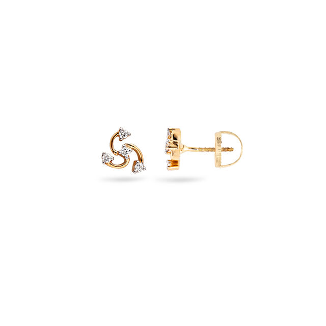 Exquisite Gold and Diamond Swirl Stud Earrings,,hi-res 2