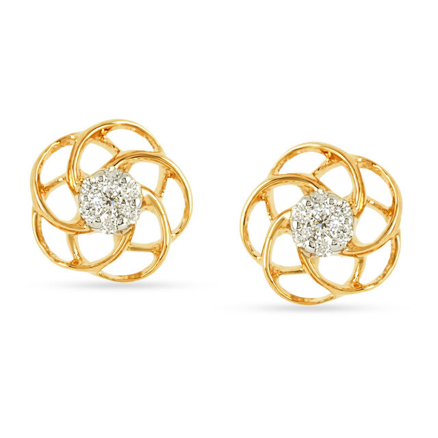 Tanishq 18 KT Floral Cluster Studs for Women,,hi-res 