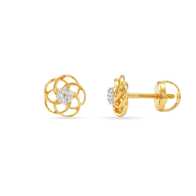 Tanishq 18 KT Floral Cluster Studs for Women,,hi-res 2