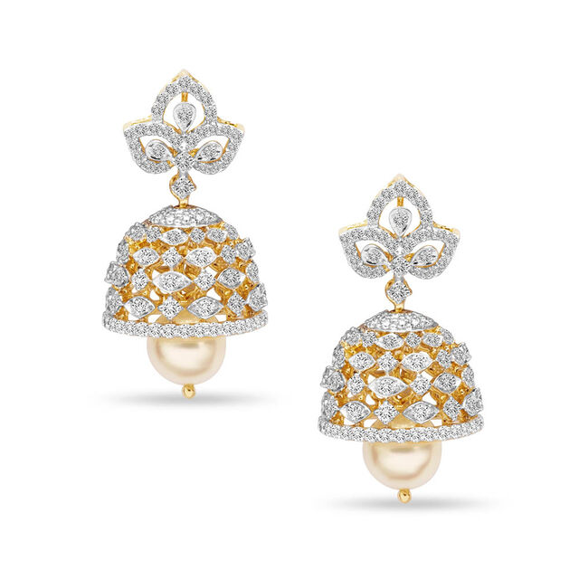 Regal Pearl Drop Gold Jhumkas 