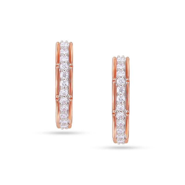 Diamond-Studded Hoop Earrings 