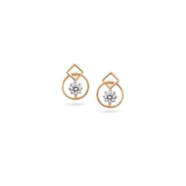 Urban Bloom Geometric Gold Earrings,,hi-res 