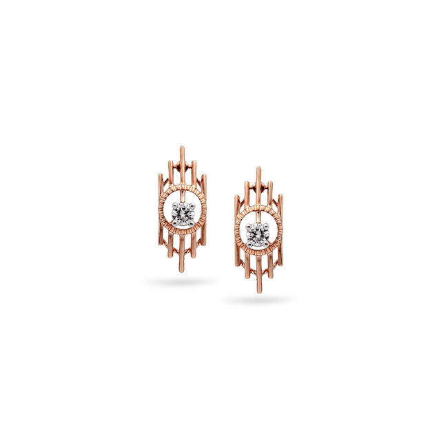 Diamond-Crusted Rose Gold Studs,,hi-res 