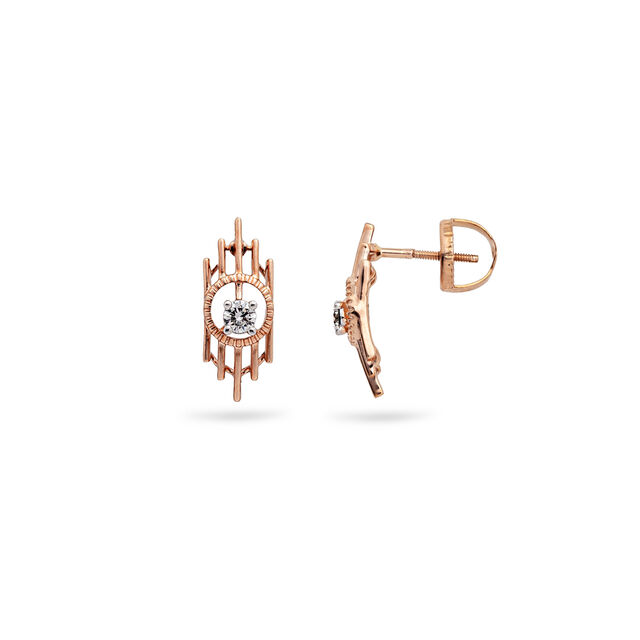 Diamond-Crusted Rose Gold Studs,,hi-res 2