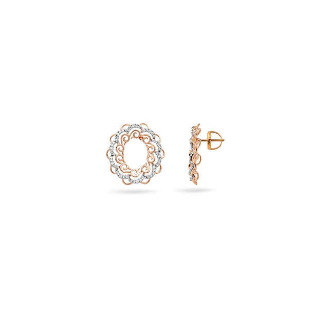 Floral Grace Rose Gold Studs,,hi-res 2