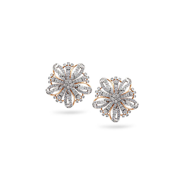 Floral Splendor Yellow Gold Studs,,hi-res 