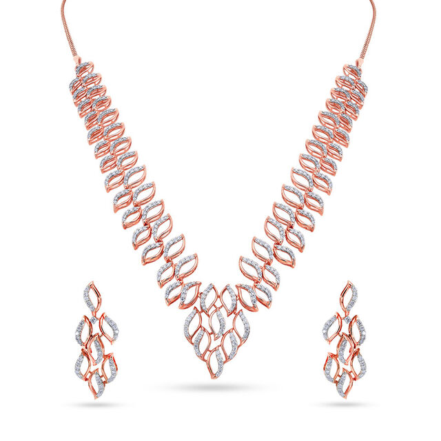 Tanishq 18KT Diamond Necklace Set for Women 2