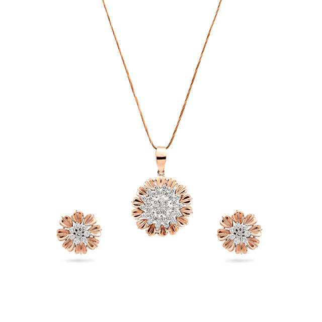 Rose Gold and Diamond Pendant and Earrings Set,,hi-res 
