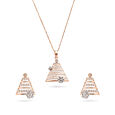 Elegant Triangular Diamond & Rose Gold Pendant & Earrings Set,,hi-res 