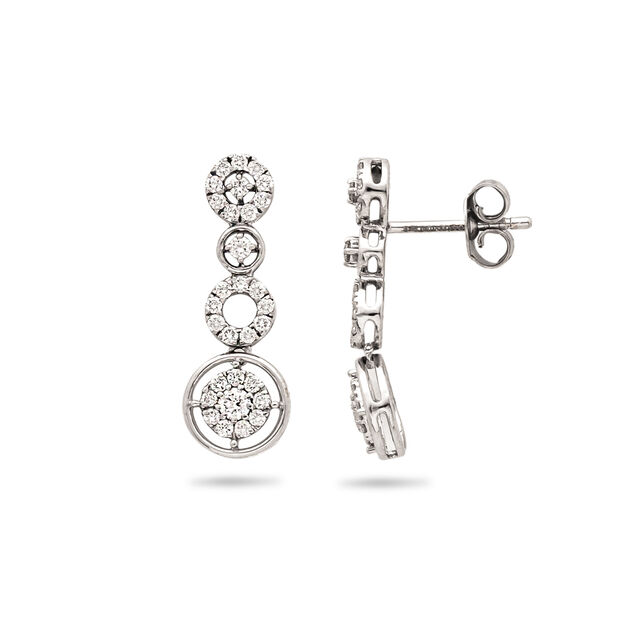 Cascading Circles Diamond and White Gold Earrings,,hi-res 2
