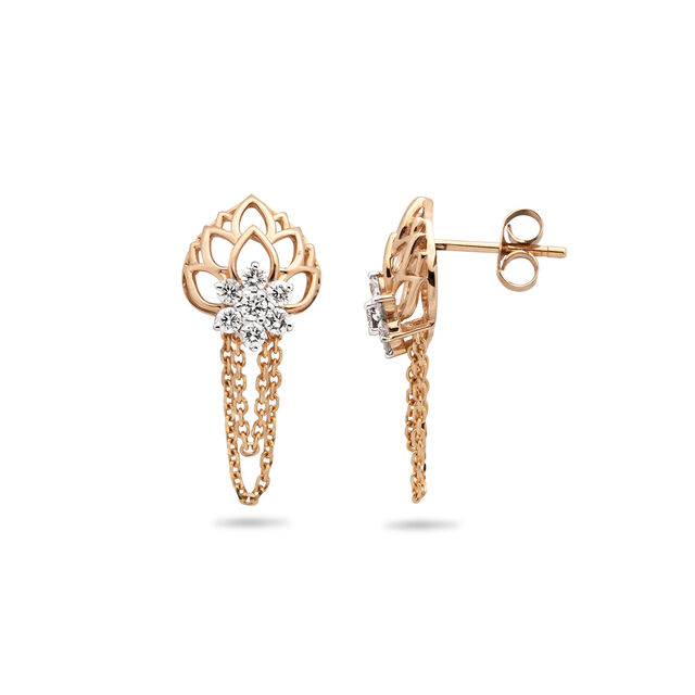 Lotus-Inspired Diamond and Gold Earrings,,hi-res 2