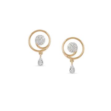 Tanishq 18 KT Swirl Drop Studs for Women
