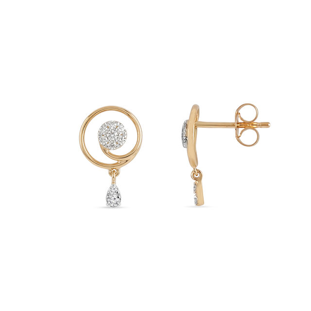 Tanishq 18 KT Swirl Drop Studs for Women 2