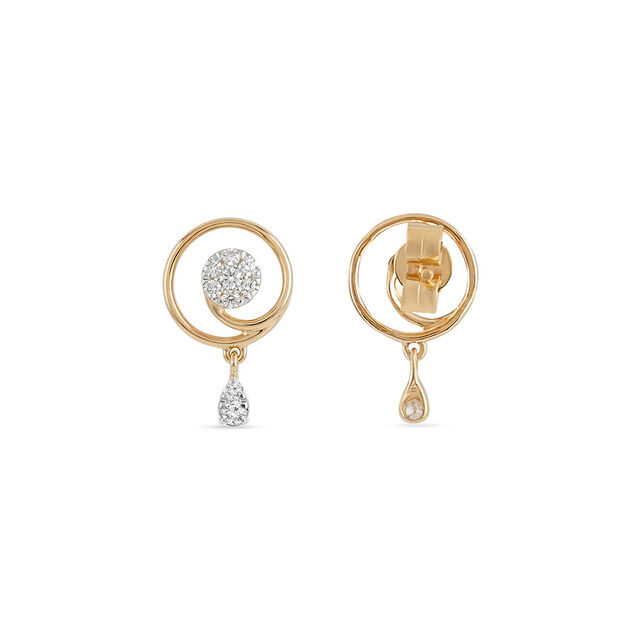 Tanishq 18 KT Swirl Drop Studs for Women 3