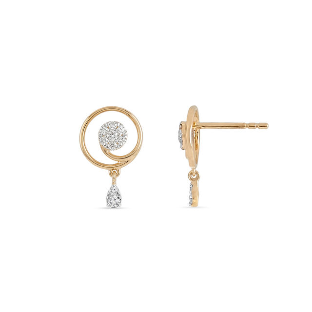 Tanishq 18 KT Swirl Drop Studs for Women 4
