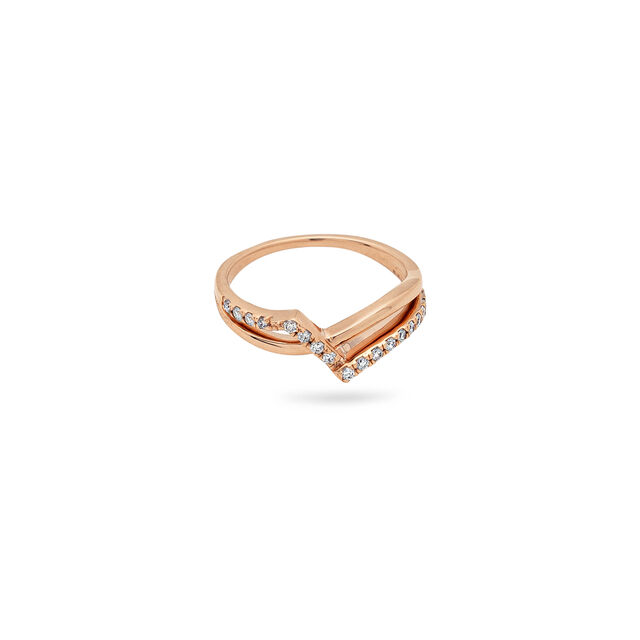 Asymmetrical Gold and Diamond Ring,,hi-res 