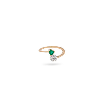 Onyx and Diamond Triangle Fusion Ring