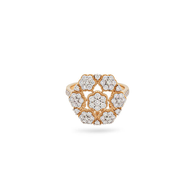 Gold and Diamond Cluster Ring,,hi-res 