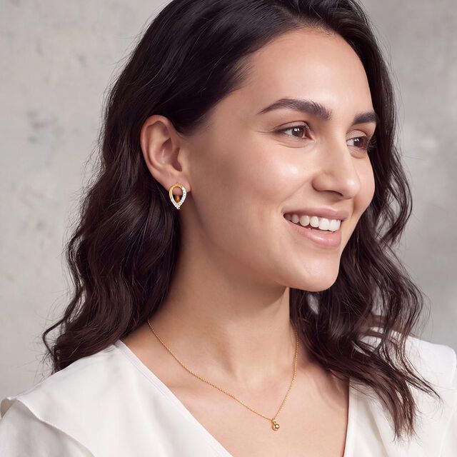 Dainty Gold and Diamond Hoop Earrings,,hi-res 3