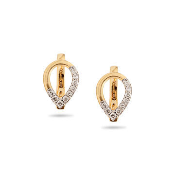 Dainty Gold and Diamond Hoop Earrings