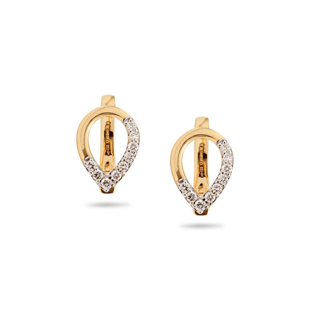 Dainty Gold and Diamond Hoop Earrings,,hi-res 