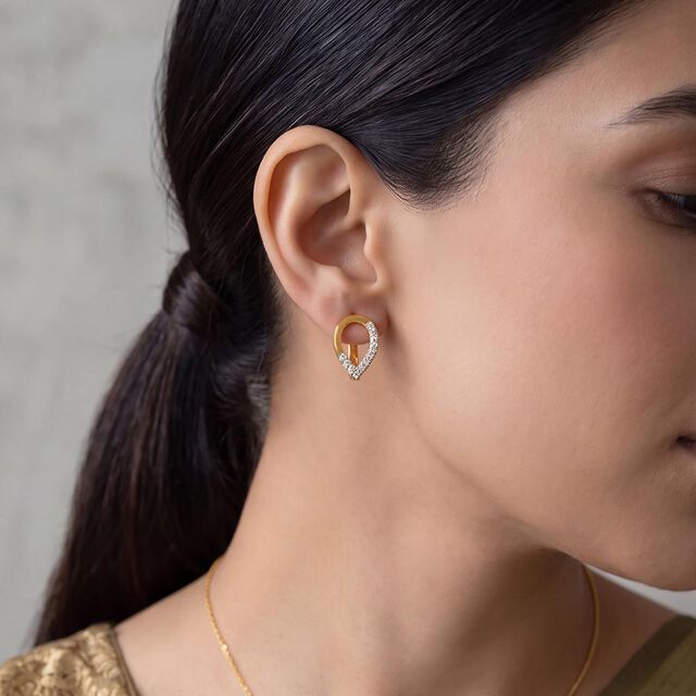 Dainty Gold and Diamond Hoop Earrings,,hi-res 2