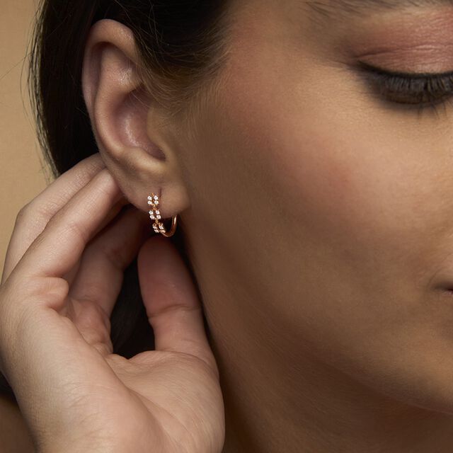 Tanishq 18KT Diamond Hoop Earrings for Women 2