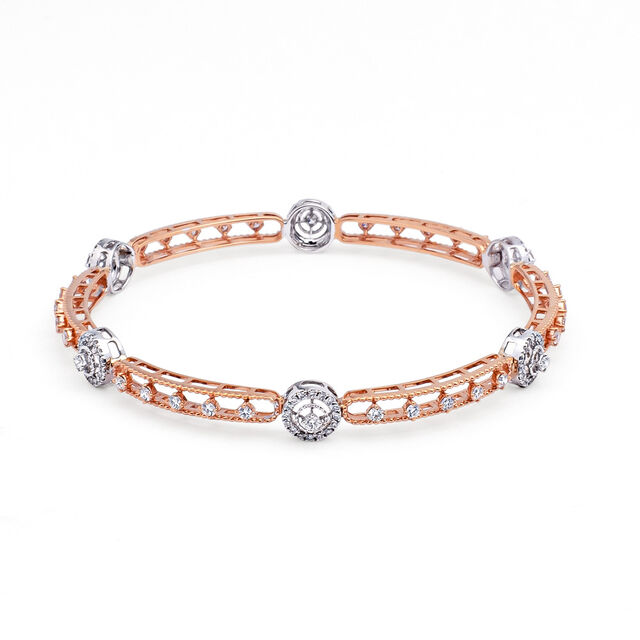 Modern Fusion Diamond & Gold Bangle,,hi-res 