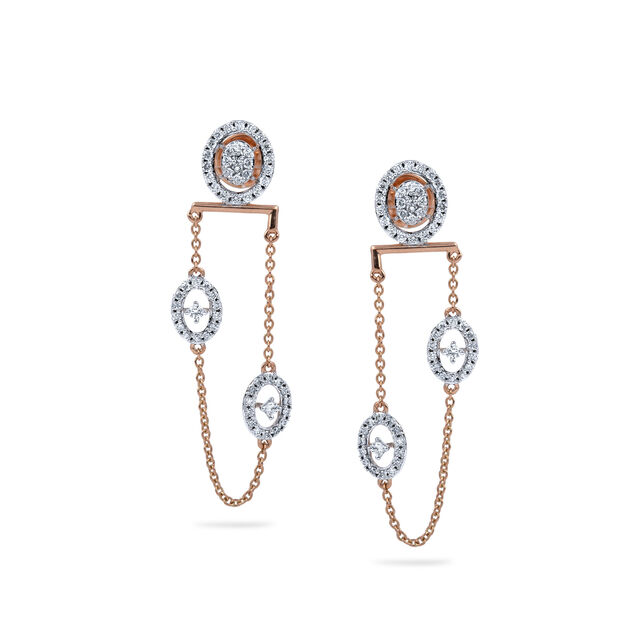 Cascading Diamond Motif Earrings 