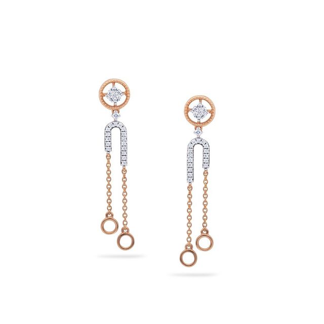 Circular Diamond Cascade Drop Earrings 