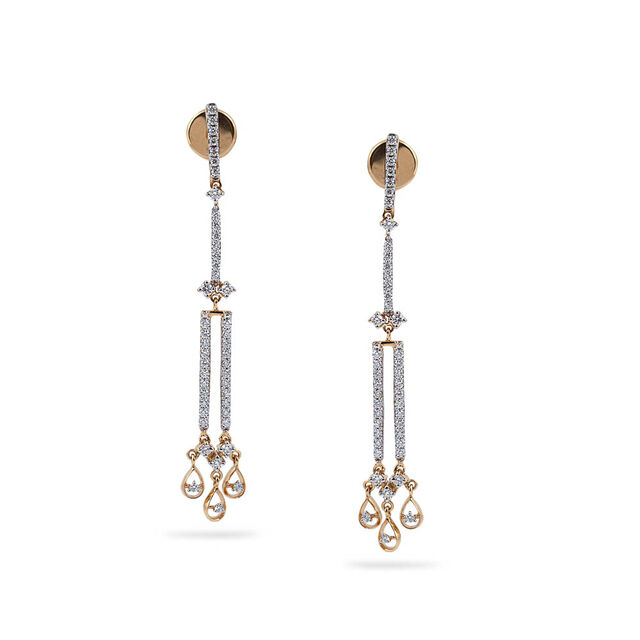 Diamond Tiered Gold Cascade Earrings 