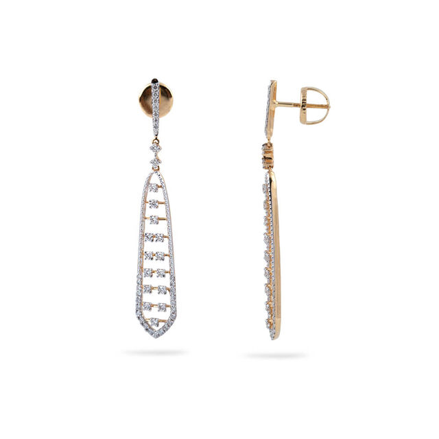 Diamond Elongated Drop Earrings 