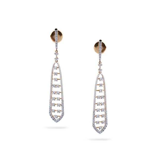 Diamond Elongated Drop Earrings 2