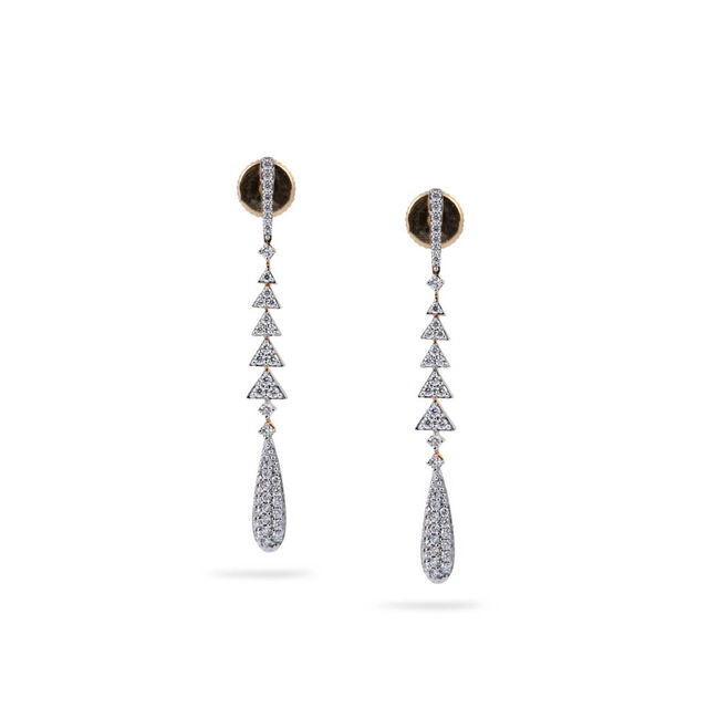 Triangular Diamond Tiered Drop Earrings 