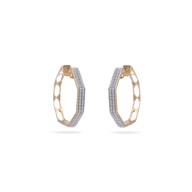 Diamond Octagonal Hoop Earrings 2