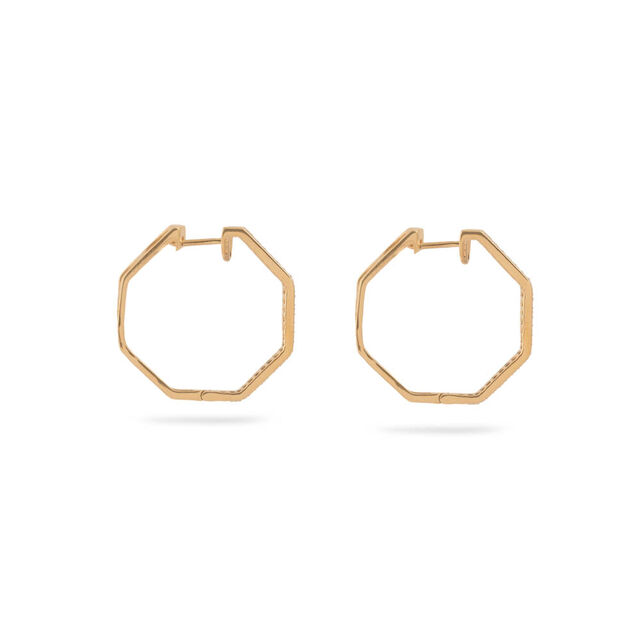 Diamond Octagonal Hoop Earrings 3
