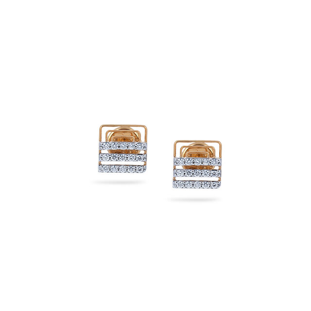Diamond Square Stud Earrings,,hi-res 