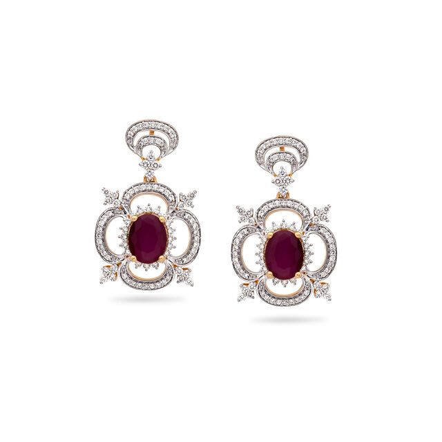 Ethereal Magenta Bloom Drop Earrings,,hi-res 