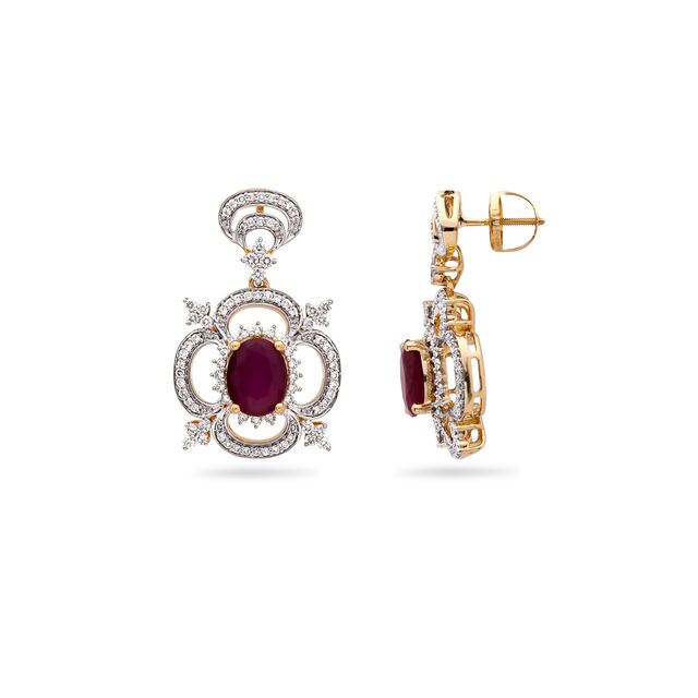 Ethereal Magenta Bloom Drop Earrings,,hi-res 2